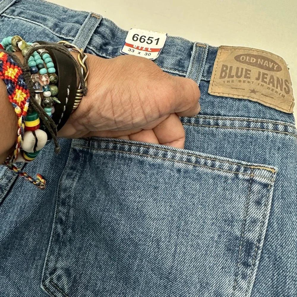 NEW VTG Old Navy Baggy Wide Leg Jeans Actual 32x30 Medium Wash Skater Rave Y2K